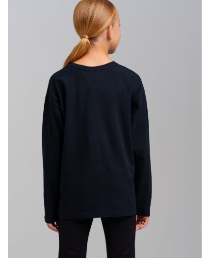 Фуфайка трикотажная для девочек (футболка с длинными рукавами) черный