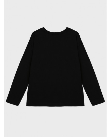 Фуфайка трикотажная для девочек (футболка с длинными рукавами) черный