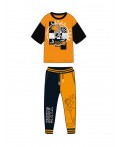 Комплект трикотажный для мальчиков: фуфайка (футболка), брюки оранжевый,черный