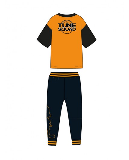 Комплект трикотажный для мальчиков: фуфайка (футболка), брюки оранжевый,черный
