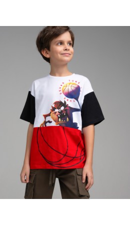 Фуфайка трикотажная для мальчиков (футболка) черный,белый,красный