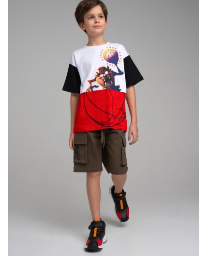 Фуфайка трикотажная для мальчиков (футболка) черный,белый,красный