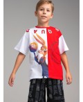 Фуфайка трикотажная для мальчиков (футболка) красный,белый