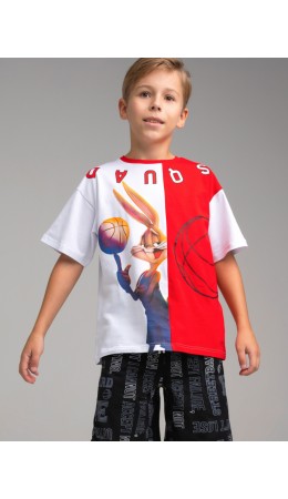 Фуфайка трикотажная для мальчиков (футболка) красный,белый