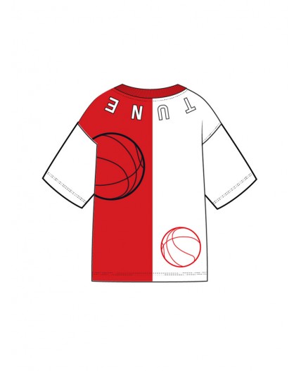 Фуфайка трикотажная для мальчиков (футболка) красный,белый