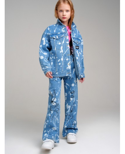 Куртка текстильная джинсовая для девочек голубой
