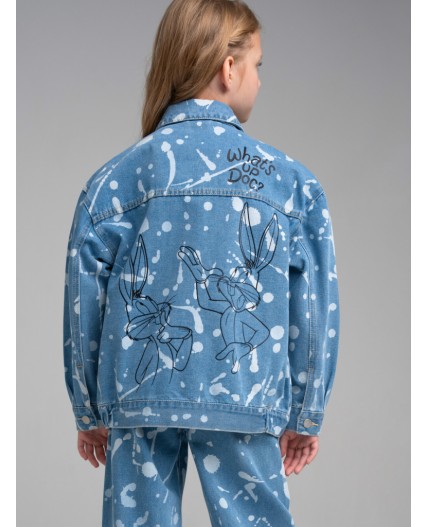 Куртка текстильная джинсовая для девочек голубой