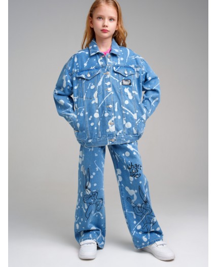 Куртка текстильная джинсовая для девочек голубой