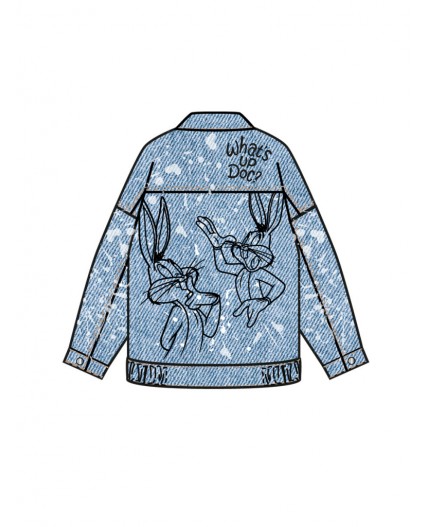 Куртка текстильная джинсовая для девочек голубой