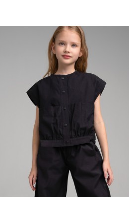Жилет текстильный для девочек черный