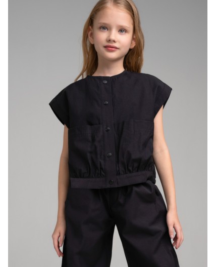 Жилет текстильный для девочек черный