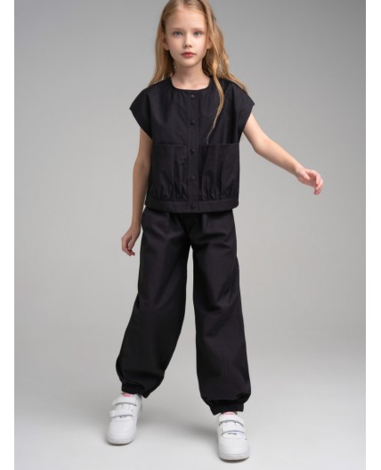 Жилет текстильный для девочек черный