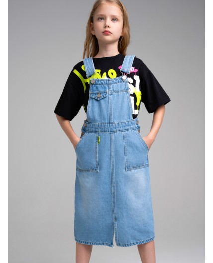 Сарафан текстильный джинсовый для девочек голубой