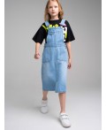 Сарафан текстильный джинсовый для девочек голубой