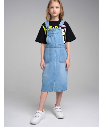 Сарафан текстильный джинсовый для девочек голубой