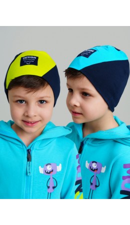 Шапка трикотажная для мальчиков, 2 шт в комплекте тёмно-синий,светло-зеленый,голубой