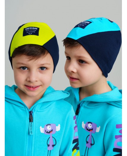 Шапка трикотажная для мальчиков, 2 шт в комплекте тёмно-синий,светло-зеленый,голубой