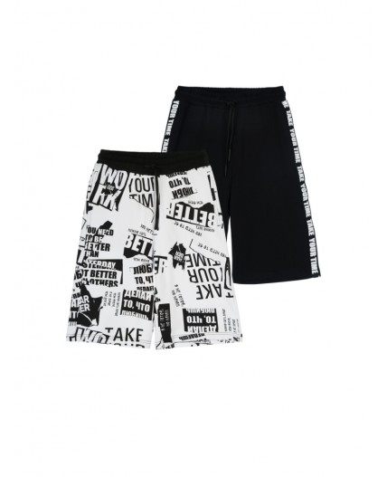 Шорты трикотажные для мальчиков, 2 шт в комплекте белый,черный