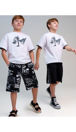 Шорты трикотажные для мальчиков, 2 шт в комплекте черный,белый