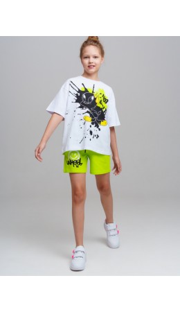 Фуфайка трикотажная для девочек (футболка) белый