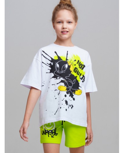 Фуфайка трикотажная для девочек (футболка) белый