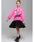 Платье трикотажное для девочек фуксия,черный