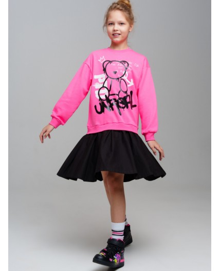 Платье трикотажное для девочек фуксия,черный