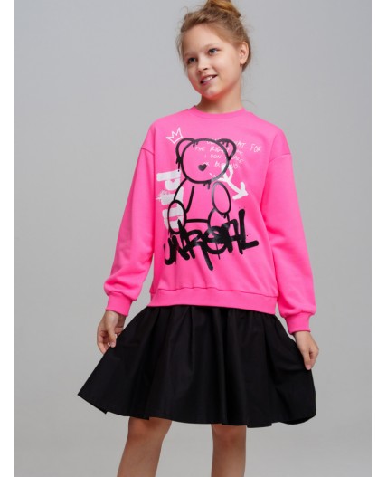 Платье трикотажное для девочек фуксия,черный