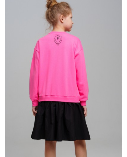 Платье трикотажное для девочек фуксия,черный