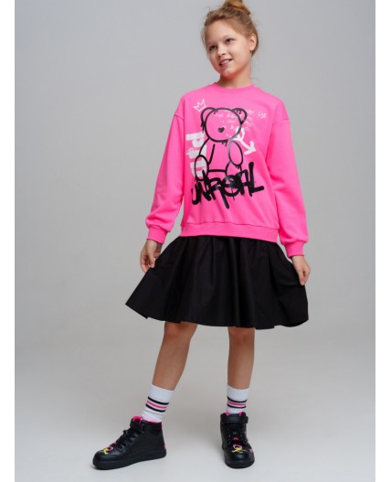 Платье трикотажное для девочек фуксия,черный