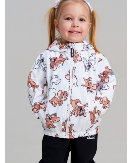 Куртка детская текстильная с полиуретановым покрытием для девочек (ветровка) белый,коричневый
