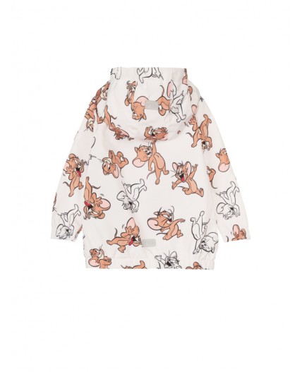 Куртка детская текстильная с полиуретановым покрытием для девочек (ветровка) белый,коричневый