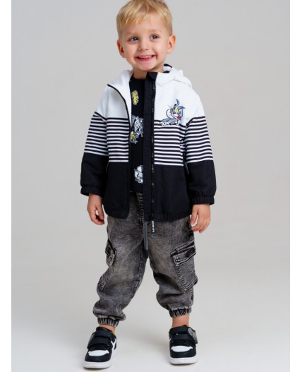 Куртка детская текстильная с полиуретановым покрытием для девочек (ветровка) белый,черный