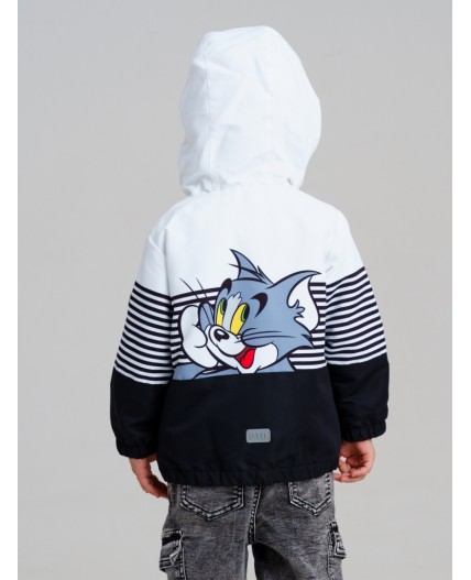 Куртка детская текстильная с полиуретановым покрытием для девочек (ветровка) белый,черный