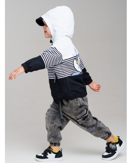 Куртка детская текстильная с полиуретановым покрытием для девочек (ветровка) белый,черный