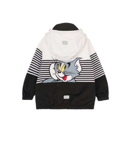 Куртка детская текстильная с полиуретановым покрытием для девочек (ветровка) белый,черный