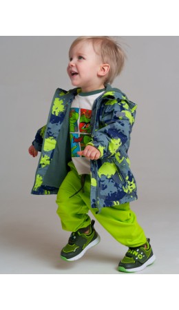 Куртка детская текстильная с полиуретановым покрытием для мальчиков (ветровка) зеленый,темно-зеленый,светло-зеленый