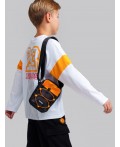 Сумка поясная для мальчиков черный,оранжевый