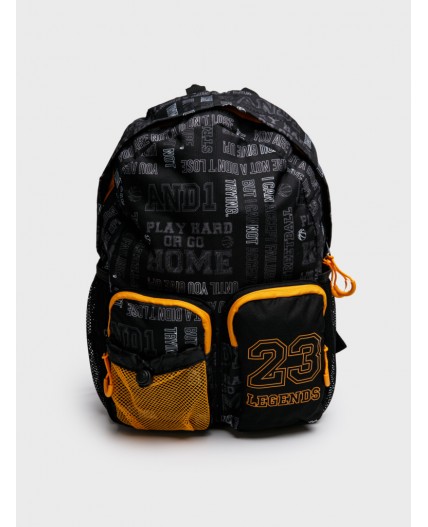 Рюкзак текстильный для мальчиков черный,оранжевый