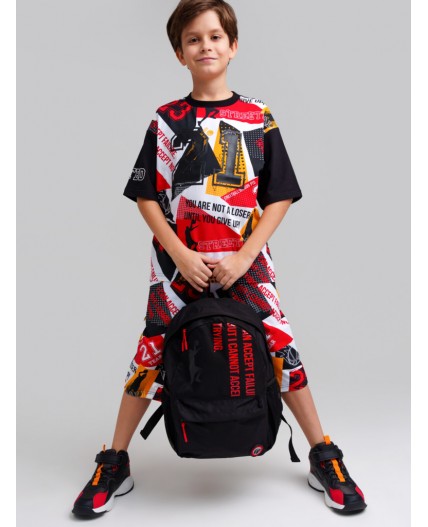 Рюкзак текстильный для мальчиков черный,красный