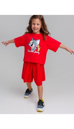 Юбка-шорты трикотажные для девочек красный