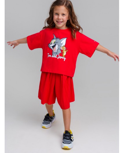 Юбка-шорты трикотажные для девочек красный