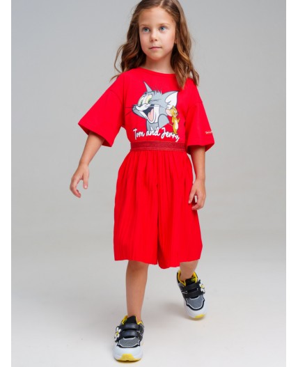 Юбка-шорты трикотажные для девочек красный