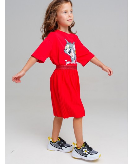 Юбка-шорты трикотажные для девочек красный