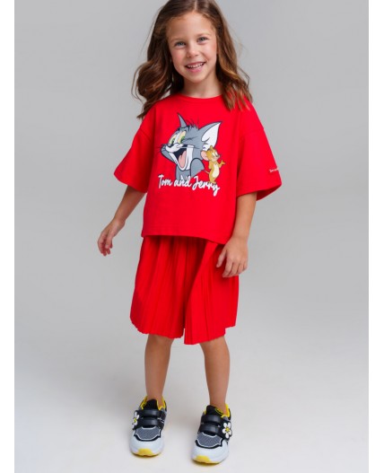 Юбка-шорты трикотажные для девочек красный