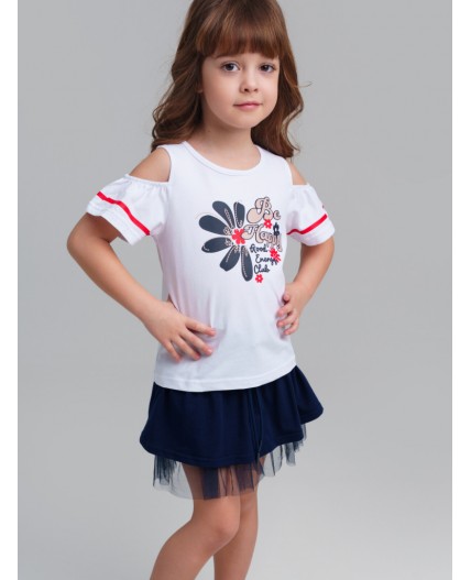 Фуфайка трикотажная для девочек (футболка) белый