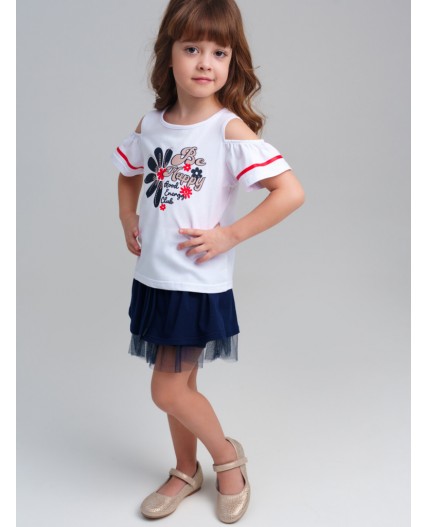 Фуфайка трикотажная для девочек (футболка) белый