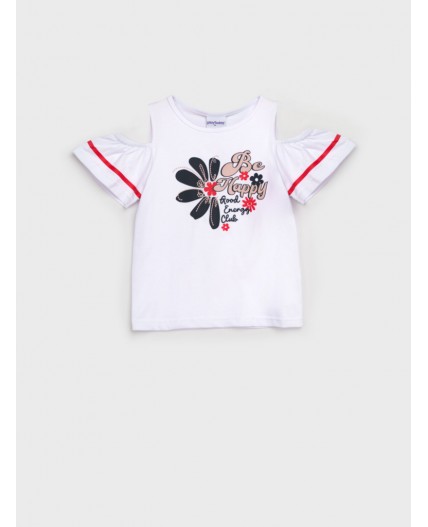 Фуфайка трикотажная для девочек (футболка) белый