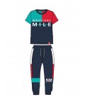 Комплект трикотажный для мальчиков: фуфайка (футболка), брюки тёмно-синий,красный,голубой