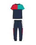 Комплект трикотажный для мальчиков: фуфайка (футболка), брюки тёмно-синий,красный,голубой